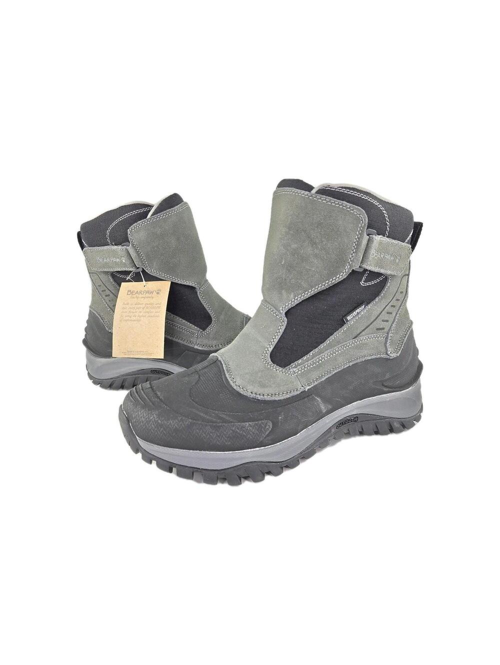 Bearpaw Men's Overland Hiking Shoes US 9 Gray Black Waterproof Winter Boots